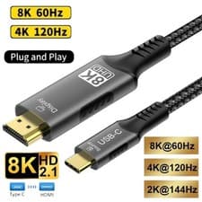 Image of USB C To HDMI 8K Cable 8K@60Hz 4K@120Hz Type C To Monitor TV Thunderbolt 4 3