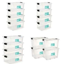 Image of 4X Plastic Storage Boxes Home Office Heavy Duty Clip Lock Lid Box Multi-Purpose