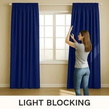 Image of Thermal Blackout Curtains Pencil Pleat Tape Top Including Pair of Tie Backs All