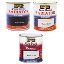 Image of Rustins Quick Dry Radiator Enamel Paint White Satin & Gloss 250ML