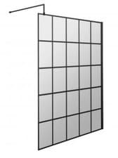 Image of Hudson Reed Frame Effect Wet Room shower Screen with Support Bar 1400mm Wide 8mm