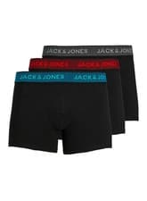 Image of Jack & Jones Underwear waist band Trunks 3 Pack Asphalt/hawaiian