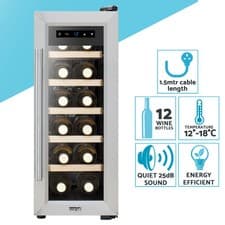 Image of 12 Bottle Wine Fridge & Cooler - Stainless Steel - Baridi