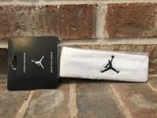 Image of New Vintage Nike Air Jordan Jumpman Headband White Black NBA Chicago Bulls Sweat