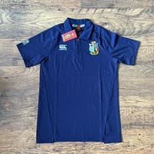 Image of British Irish Lions Canterbury Rugby Union Polo Shirt Small Blue Mens 2021 Tour