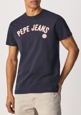 Image of Pepe Jeans Alessio Retro Logo T-Shirt Airforce Blue