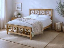 Image of LUCIA OAK SLATTED BED FRAME DOUBLE 4FT6 OR KING 5FT NEW