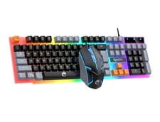 Image of Wired Gaming Keyboard and Mouse Set Rainbow LED 104 Key USB illuminated light up