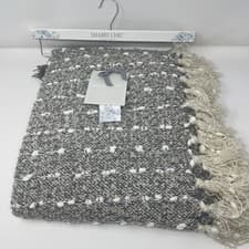Image of Rachel Ashwell Shabby Chic Fringe Throw Blanket Grey Cozy Cottagecore 48” x 58”