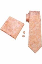 Image of JSS Mens Formal 100% Silk Paisley Floral Neck Tie, Pocket Square & Cufflink Set
