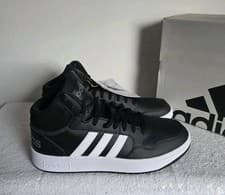 Image of ADIDAS HOOPS 3.0 MENS UK SIZE 9.5 MID CORE BLACK LEATHER BASKETBALL TRAINERS