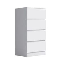 Image of 4 Drawer Chest of Drawers Matt White Bedroom Furniture Scandinavian Handleless