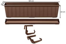 Image of Window Box Flower Balcony Rectangular 11L Garden Herb Planter Pot Decor Brown