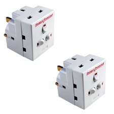 Image of 2 x Switched Surge Power Protector Adaptor Plug 3 Way 13A 3 GANG 3G Neon Led
