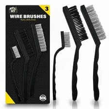 Image of 3pk Wire Brush Set Steel Metal Nylon Cleaning Polishing Metal Rust Paint Remover