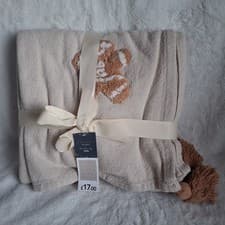 Image of BNWT George Gingerbread Embroidered Throw Blanket Christmas