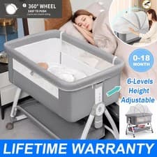Image of Baby Bedside Crib Sleeper Bassinet Height-adjustable Newborn Cot With Mattress