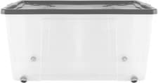 Image of 100L Extra Large Storage Box Clear Plastic With Lid & Wheels 70x46x37.5cm