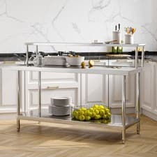 Image of 2-6FT Stainless Steel Prep Work Table Commercial Catering Kitchen Worktop Bench