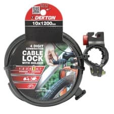 Image of Dekton 10x1200mm 4 Digit Combination Steel Cable Lock With Holder Cut Resistant