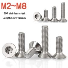 Image of A2 Stainless Torx Countersunk Machine Screws Flat Head Bolt M2 M2.5 M3 M4 M5M6M8