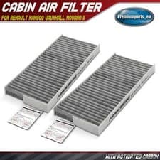 Image of 2x Pollen / Cabin Filter Activated Carbon for Renault Kangoo Vauxhall Movano II