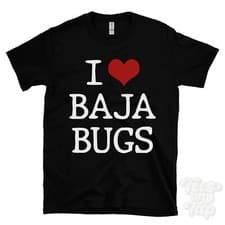 Image of I LOVE BAJA BUGS T-SHIRT heart off-road cars racing dune buggies desert vehicles