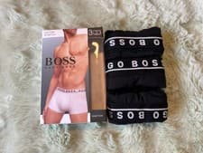 Image of Hugo Boss Men's Boxer Shorts Underwear 3 Pack All Black S/M/L/XL Sale