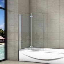 Image of 180?Pivot Hinge 2 Fold Folding Double Glass Panel Over Bath Screen U Wet Room