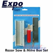 Image of Razor Saw Mitre Box & Handle Set 45 90 degree angles aluminium Expo Tools 73543