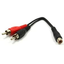 Image of 0.15m Single Phono Socket to 2x (Twin) RCA Phono Plugs Adapter Cable Splitter