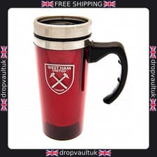 Image of West Ham United FC Burgundy Aluminium Crest Travel Mug - Official Design