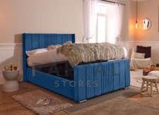 Image of BOSTON WINGED OTTOMAN STORAGE BED PANEL PLUSH VELVET UPHOLSTERED BED FRAME