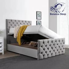 Image of Chesterfield Ottoman Divan Storage Bed Plush Velvet 54" Headboard&Footboard 4FT6