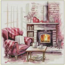 Image of Counted Cross Stitch Kit 14 ct Cosy Warm Home 37x37cm Joy Sunday DIY UK