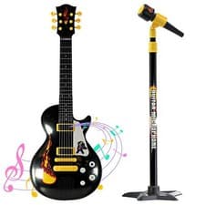 Image of 22" Kids Electric Rock Star Guitar & Adjustable Microphone Set Musical Toy