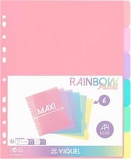 Image of Set of 6Plastic dividers Rainbow Pastel Maxi Format 24.5 x 30.5 cm A4 Maxi