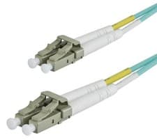 Image of 5M OM3 50/125 LC to LC DLX 2.8mm FIBRE OPTIC DUPLEX PATCH CABLE - AQUA UK