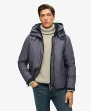 Image of Superdry Jacket Coat Hooded Arctic SD Windcheater Jacket Zip Pockets Blue Marl
