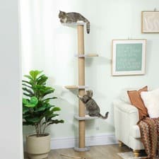 Image of Wall Mounted Cat Shelves with 4 Climbing Platforms for Indoor, Light Grey