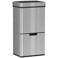 Image of HOMCOM Sensor Rubbish Bin, 3 Compartments Removable Lid Stainless Steel Bin Body