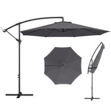 Image of Outsunny 3(m) Garden Banana Parasol Cantilever Umbrella w/ Base, Grey