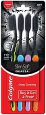 Image of Colgate Slim Soft Charcoal Toothbrush Pack of 3 Ultra Soft Bristles