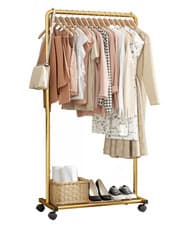Image of Clothes Rail - Movable Clothes Rack with Bottom Shoes Shelf, Heavy-Duty Clothing