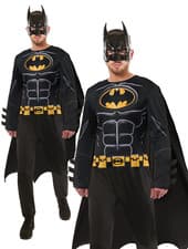 Image of Official Batman Costume Mens Superhero Fancy Dress Outfit Adults + Mask