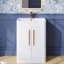 Image of Nuie Parade Floor Standing 2-Door Vanity Unit with Polymarble Basin 600mm Wide -