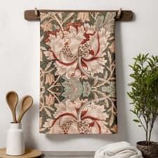 Image of William Morris Honeysuckle Tea Towel Vintage Floral Botanical Kitchen Linen Gift