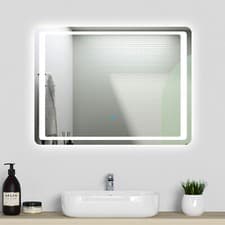 Image of 700 x 500 mm LED Illuminated Bathroom Mirror with Demister Touch Sensor Lights