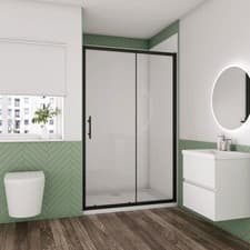 Image of 1850mm Height Matt Black Frame Sliding Shower Door 1000/1100/1200/1400mm