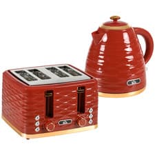 Image of HOMCOM Kettle and Toaster Set 1.7L Rapid Boil Kettle & 4 Slice Toaster Red